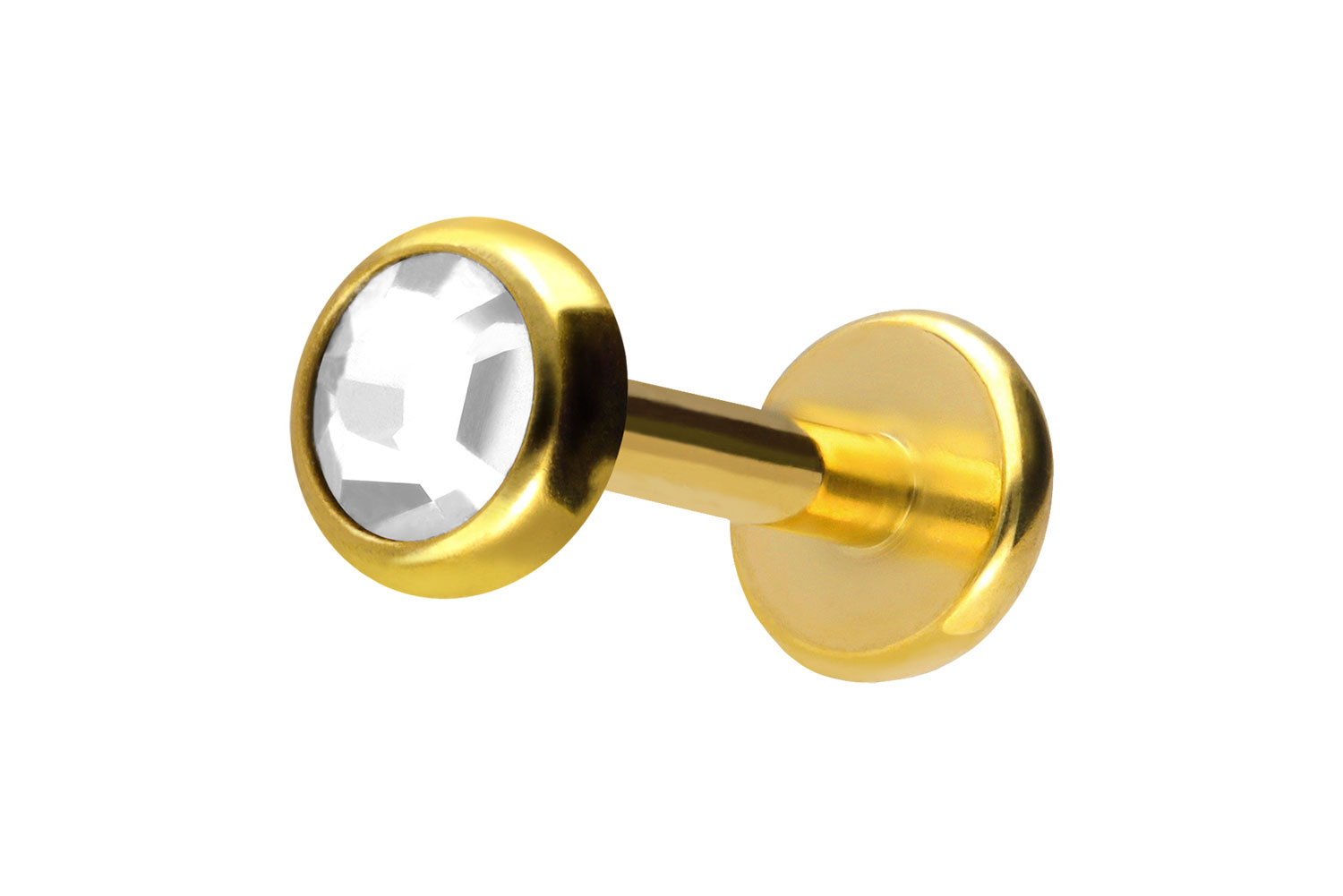 Titan Labret Piercing mit Push Fit KRISTALLDISC